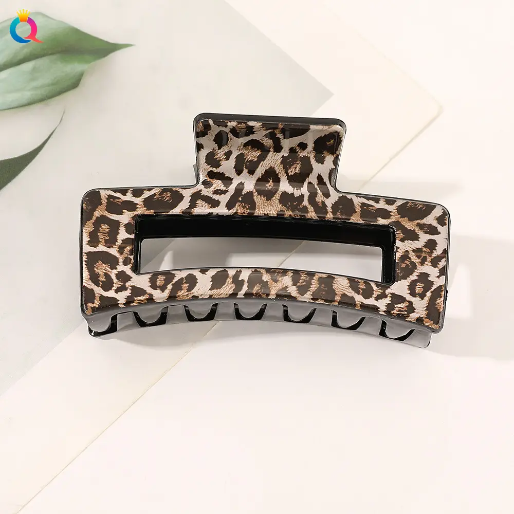 Qiyue Cross-border Printed Hairpin Shark Clip Leopard Print Large