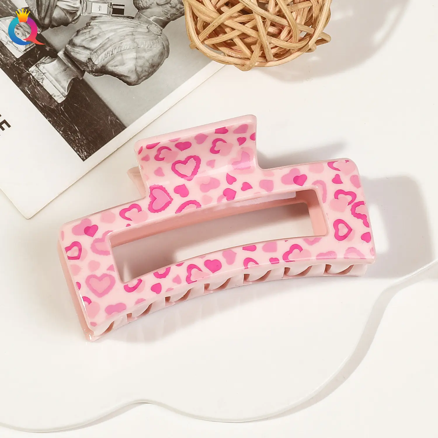 Qiyue Cross-border Printed Hairpin Shark Clip Leopard Print Large