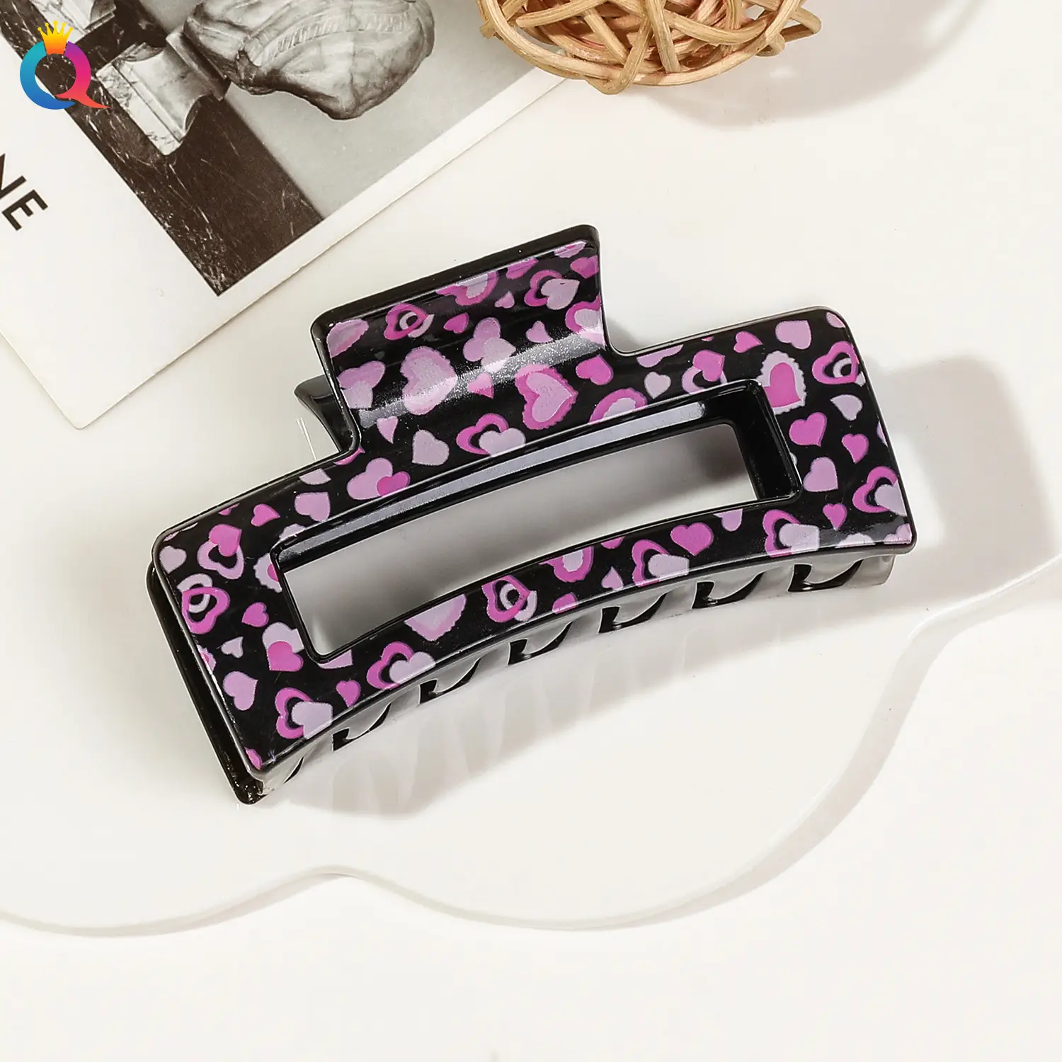 Qiyue Cross-border Printed Hairpin Shark Clip Leopard Print Large