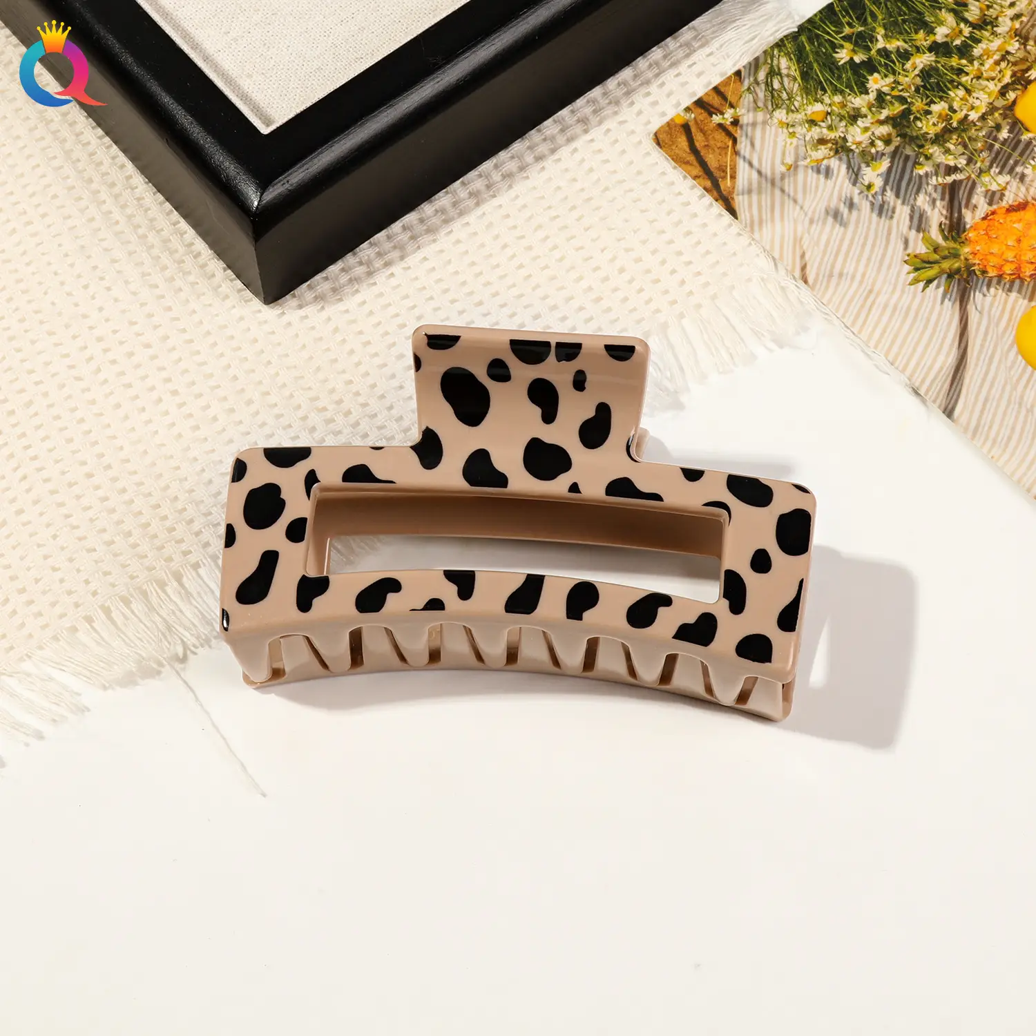 Qiyue Cross-border Printed Hairpin Shark Clip Leopard Print Large
