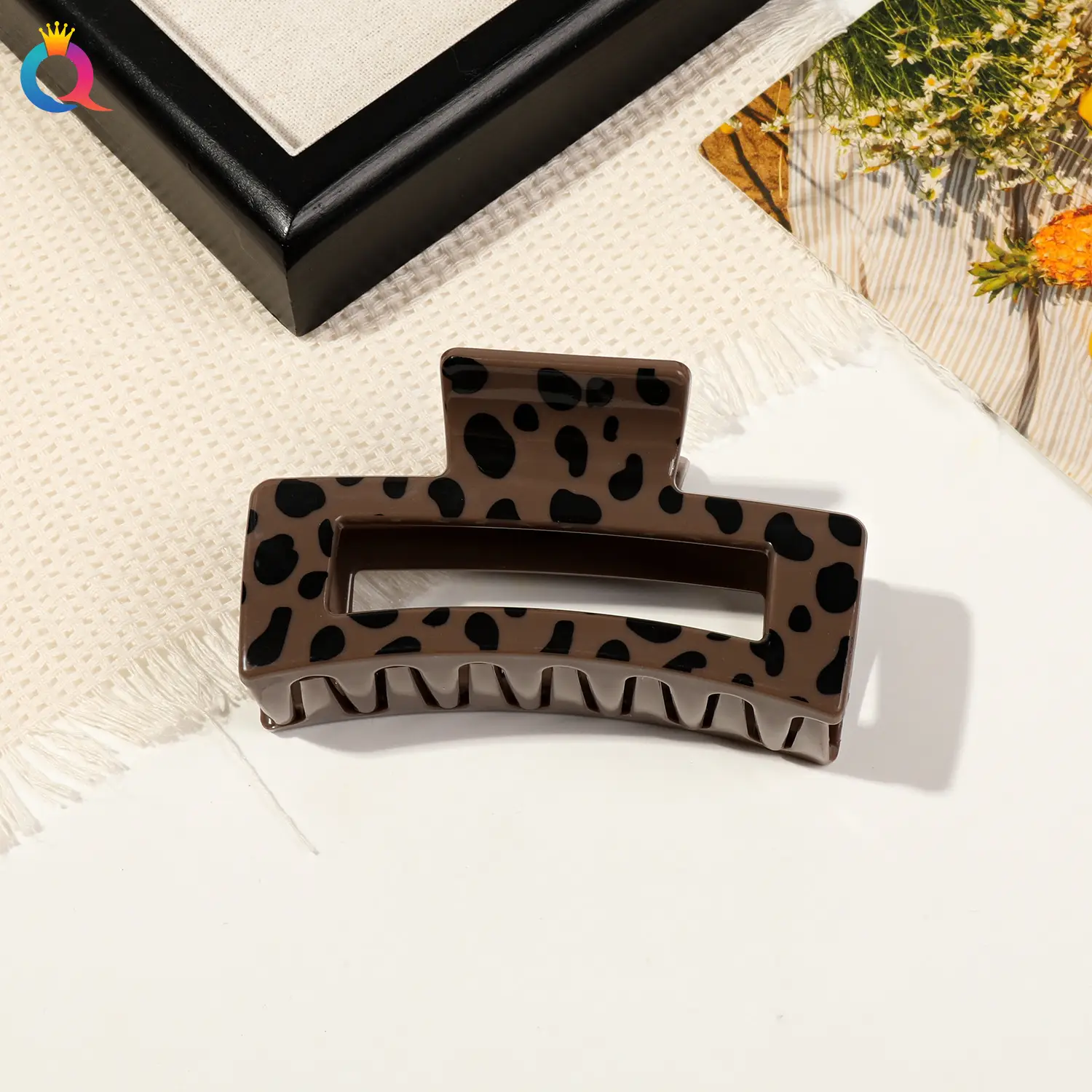 Qiyue Cross-border Printed Hairpin Shark Clip Leopard Print Large
