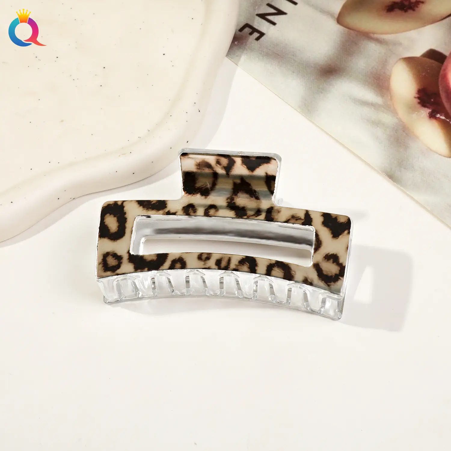 Qiyue Cross-border Printed Hairpin Shark Clip Leopard Print Large