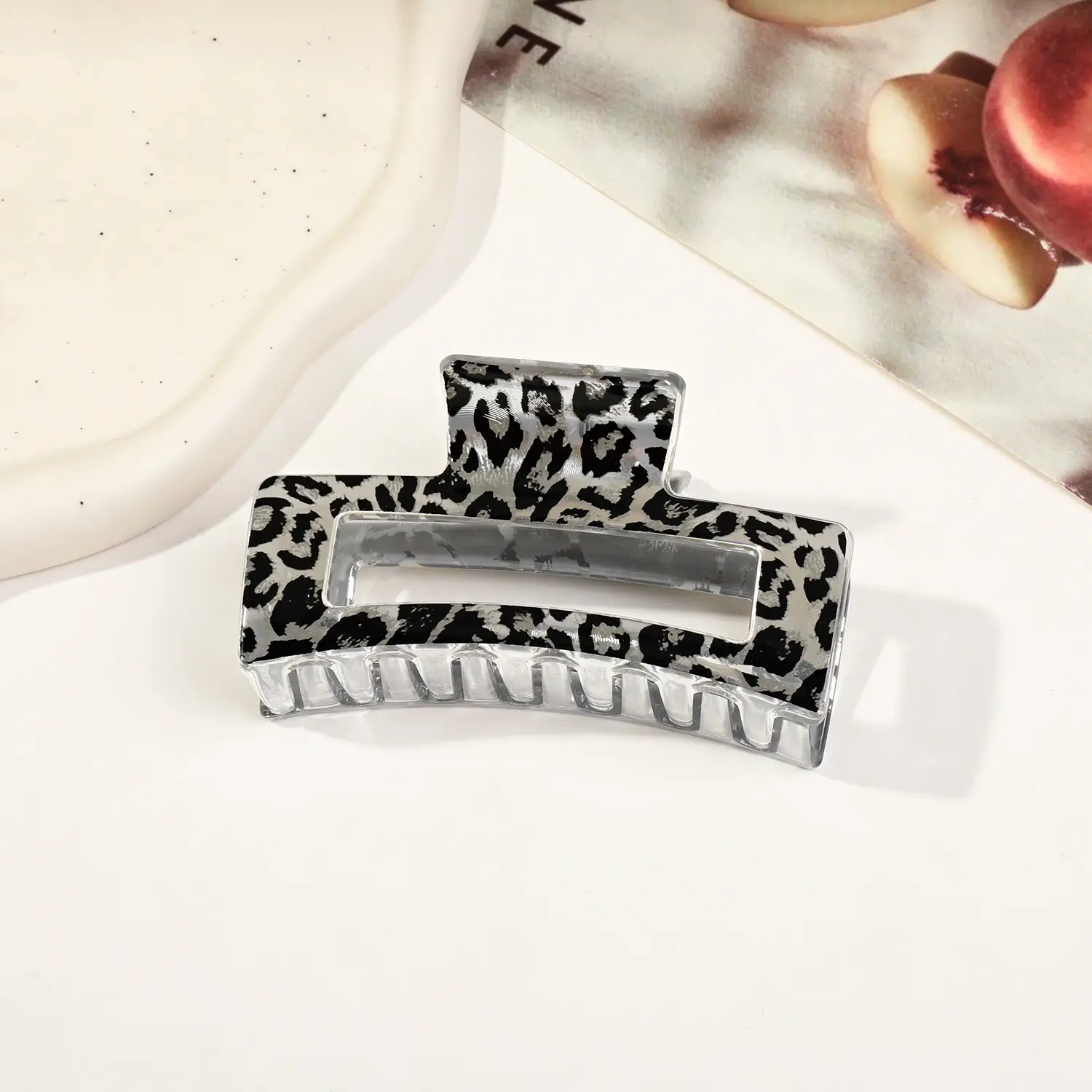 Qiyue Cross-border Printed Hairpin Shark Clip Leopard Print Large