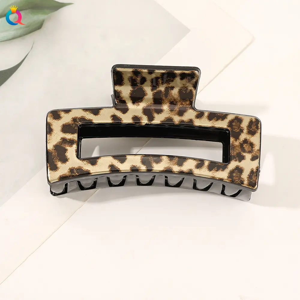 Qiyue Cross-border Printed Hairpin Shark Clip Leopard Print Large