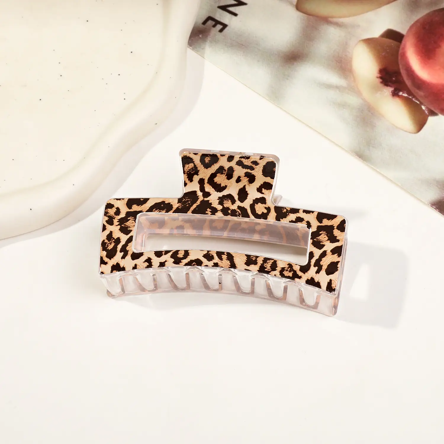 Qiyue Cross-border Printed Hairpin Shark Clip Leopard Print Large