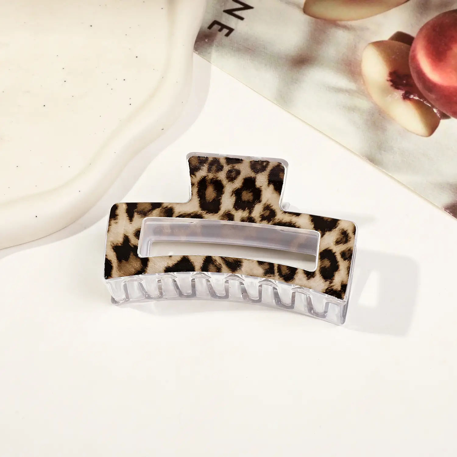 Qiyue Cross-border Printed Hairpin Shark Clip Leopard Print Large