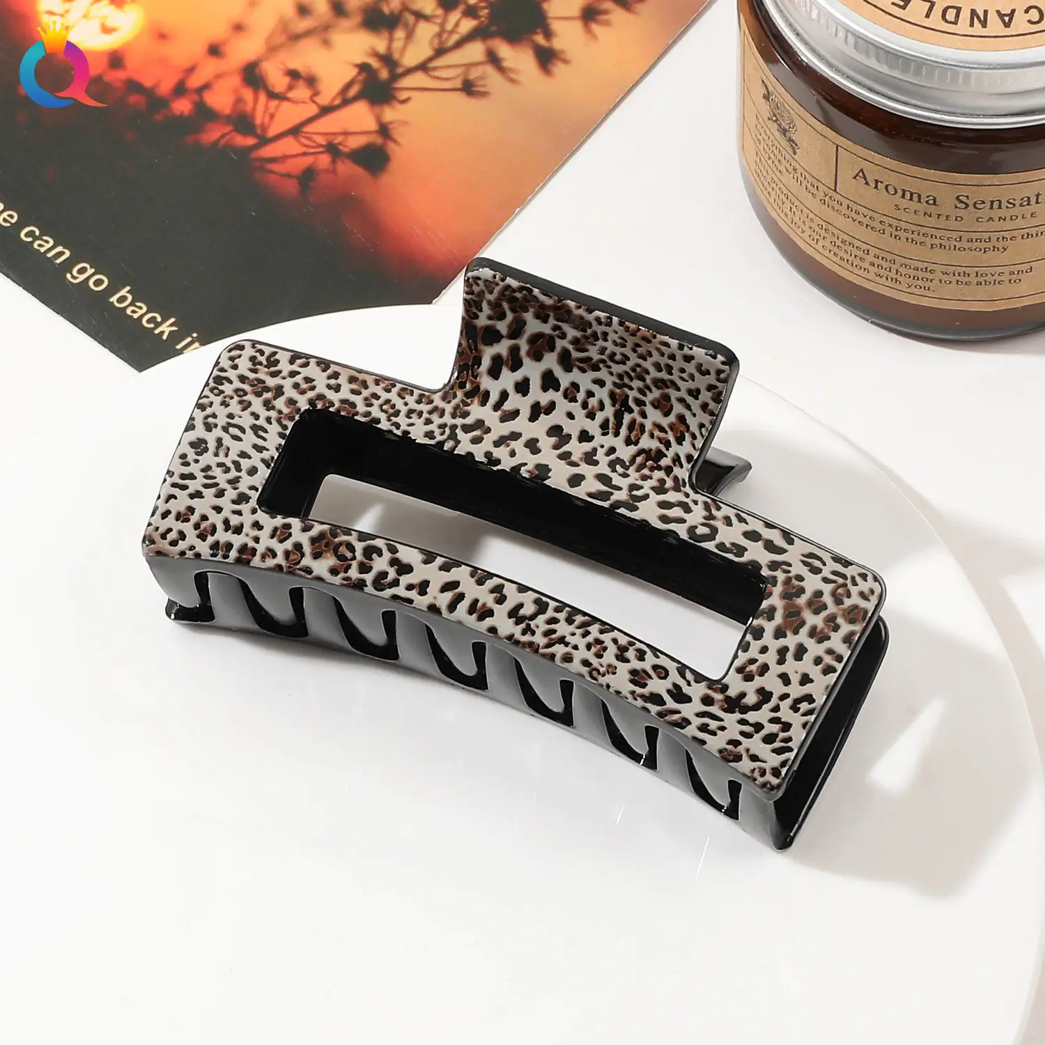 Qiyue Cross-border Printed Hairpin Shark Clip Leopard Print Large