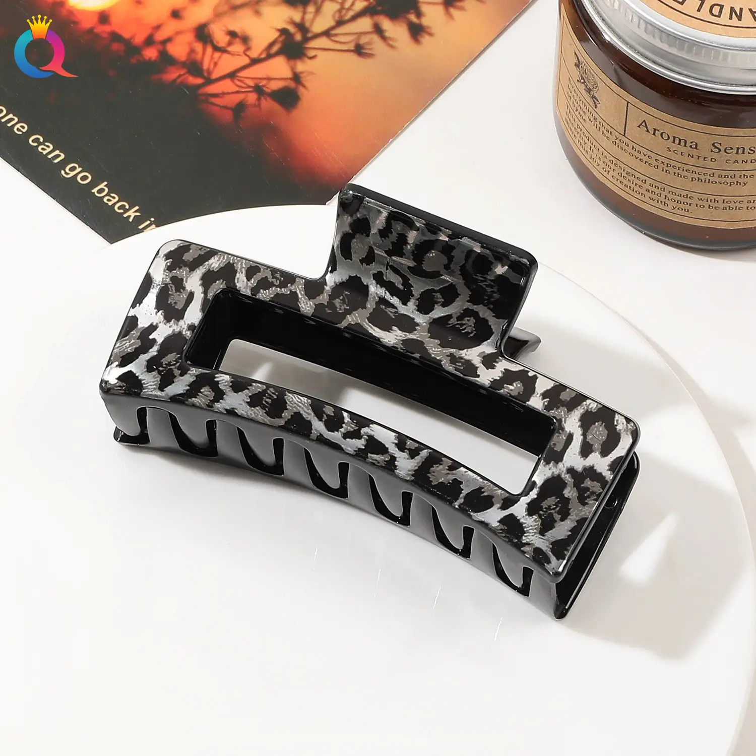 Qiyue Cross-border Printed Hairpin Shark Clip Leopard Print Large