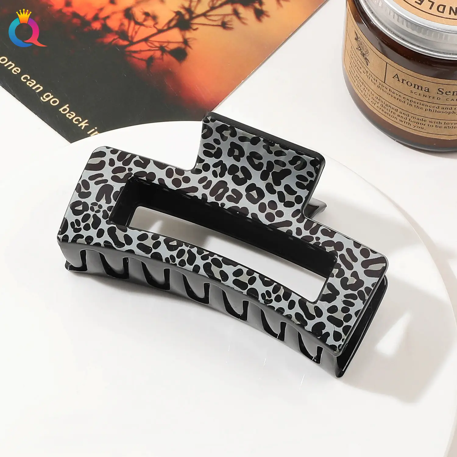Qiyue Cross-border Printed Hairpin Shark Clip Leopard Print Large