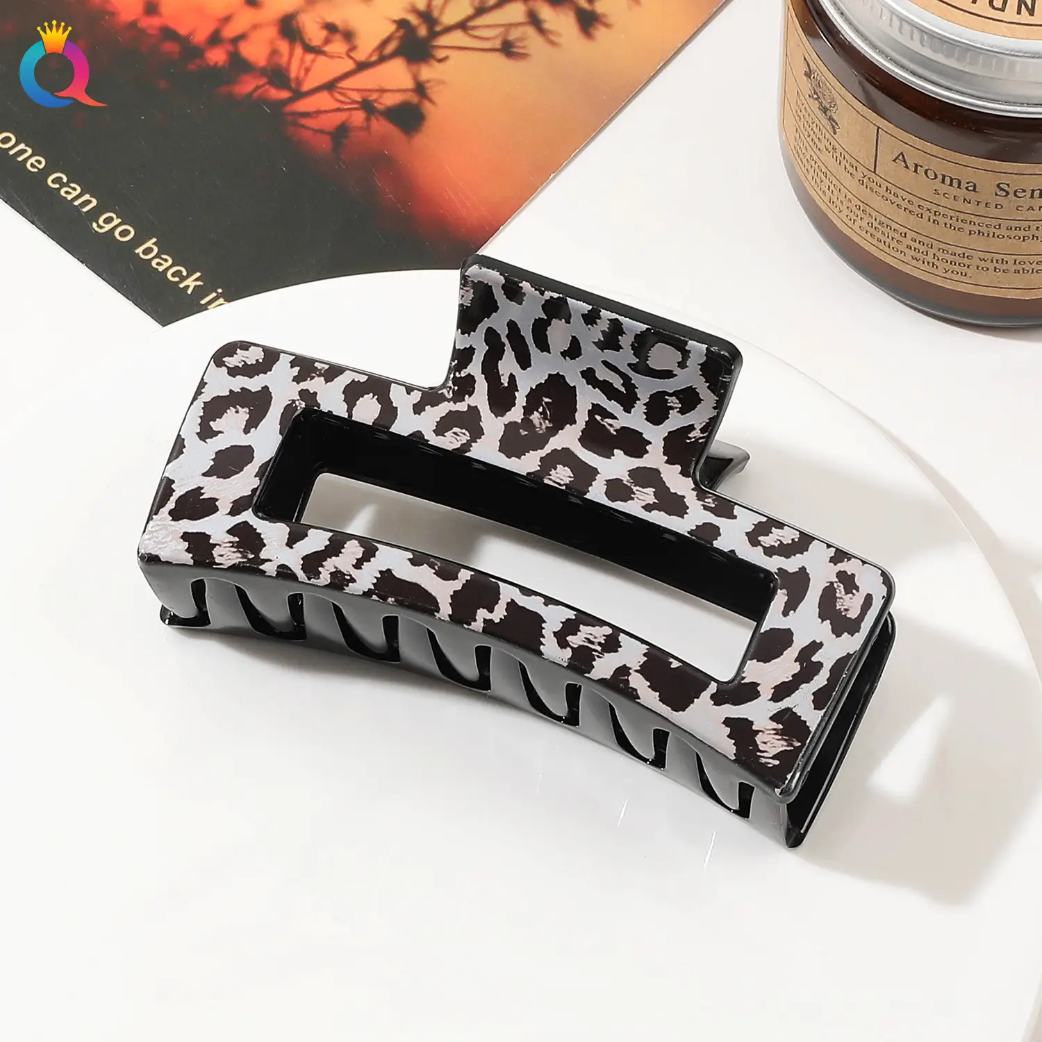 Qiyue Cross-border Printed Hairpin Shark Clip Leopard Print Large