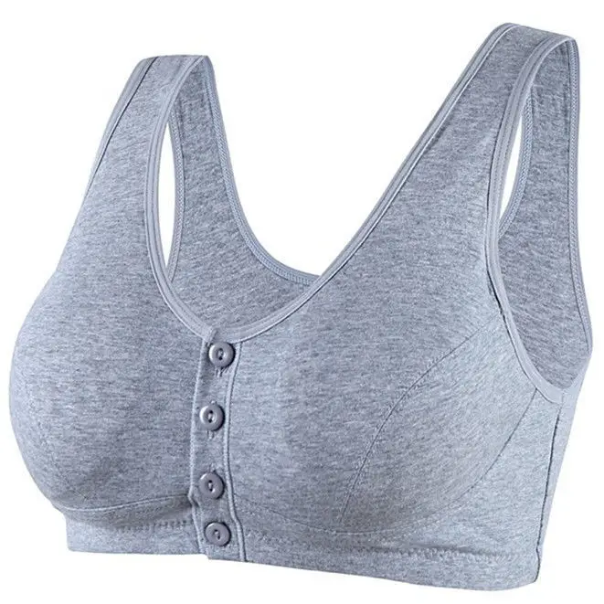 Old People's Front Buckle Bra Mother's Underwear Women's Vest-style Pure Cotton Non-steel Ring Gathering Middle-aged and Old People's Large Size Thin Bra - Image 10
