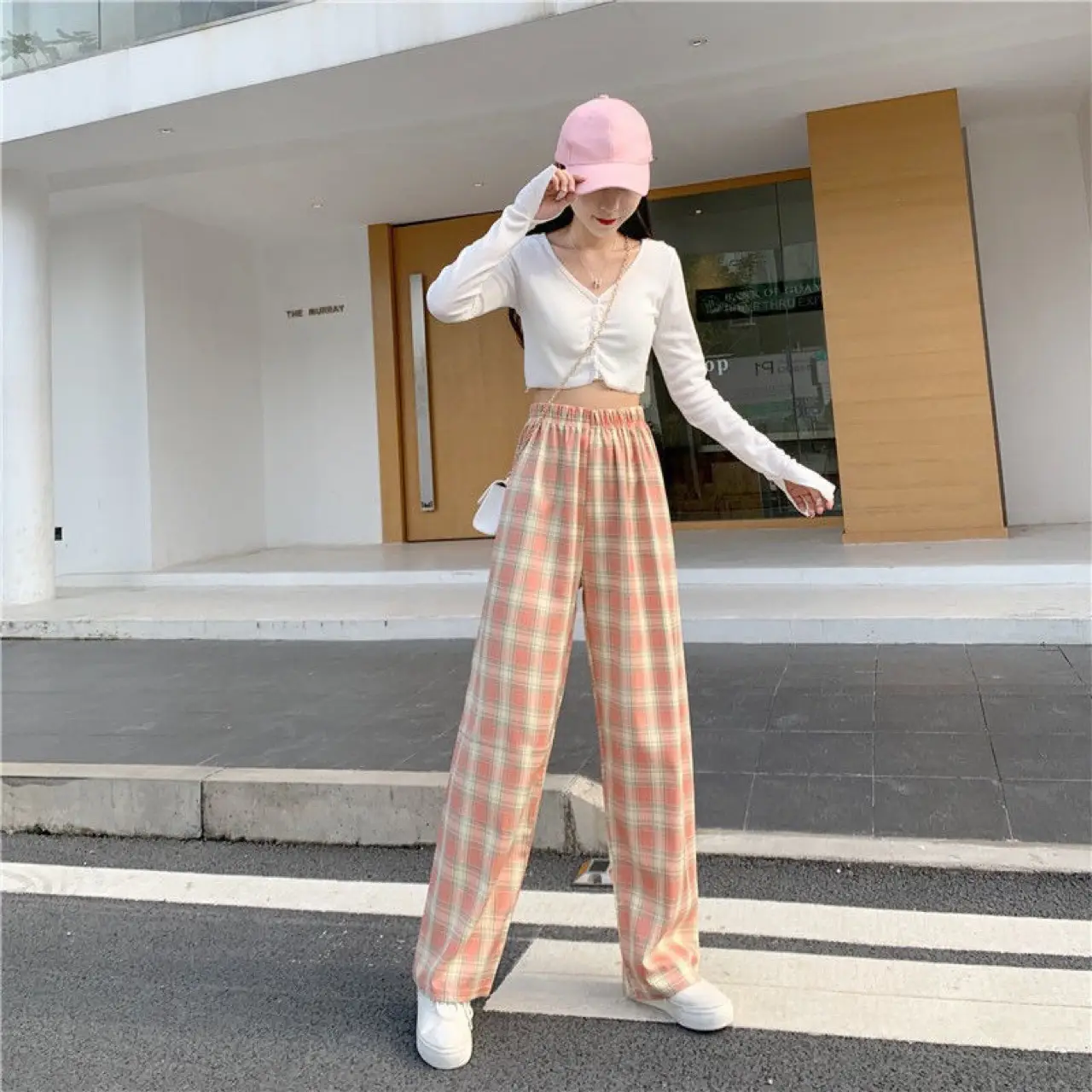 Women Plaid Wide Leg Pants High Waist Slimming 2025 - Image 12