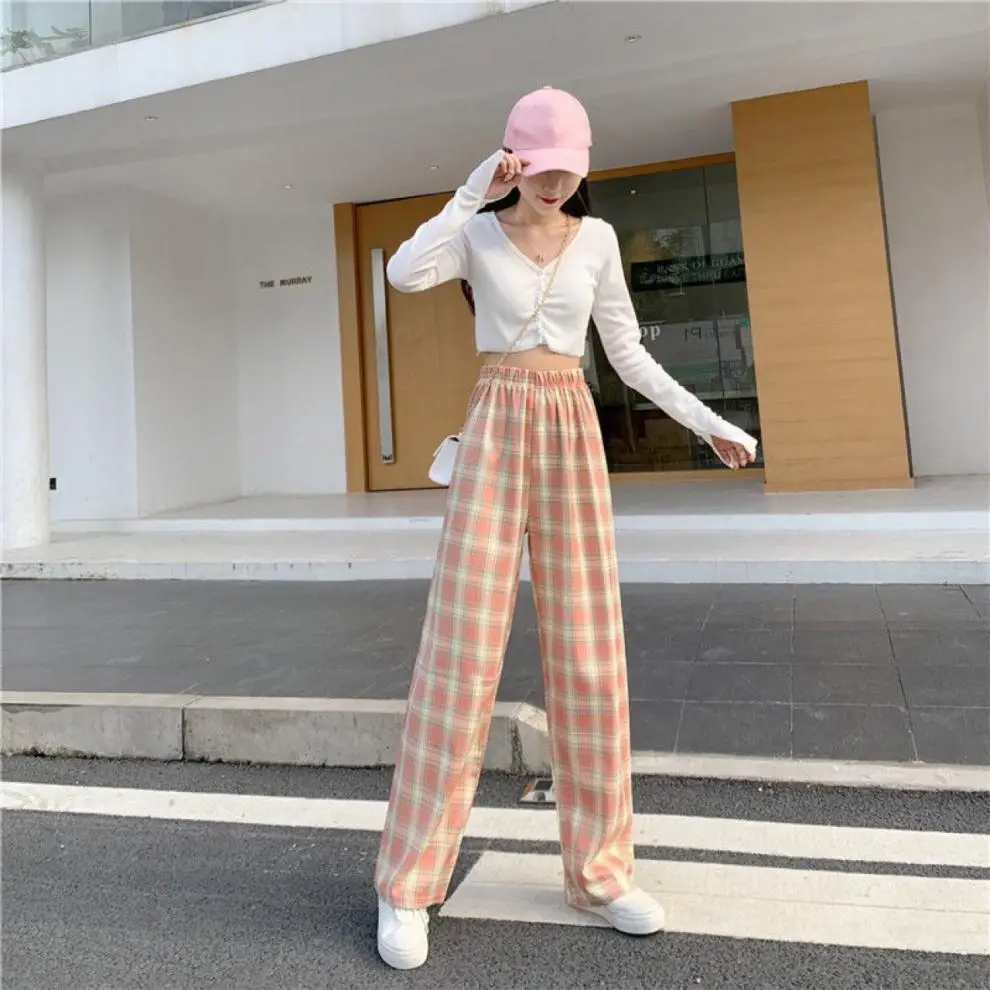 Women Plaid Wide Leg Pants High Waist Slimming 2025 — feature 5