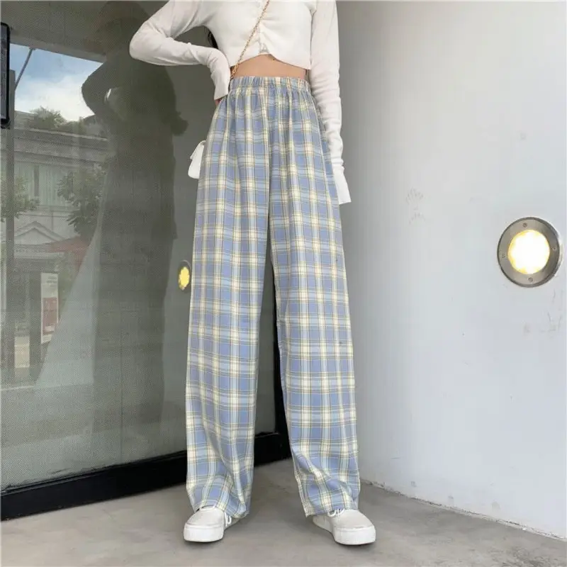 Women Plaid Wide Leg Pants High Waist Slimming 2025 - Image 5