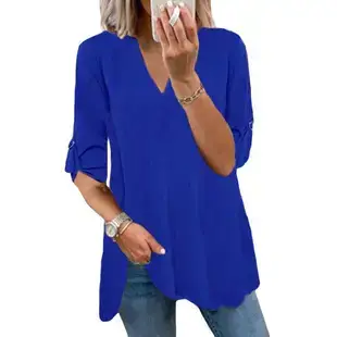 Women's 2023 V-Neck Zipper T-Shirt Orange — feature 12