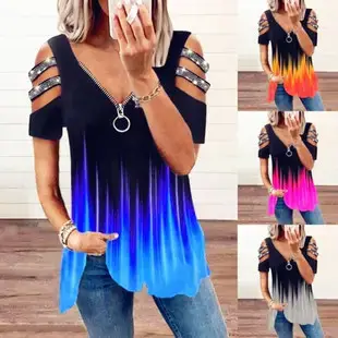 Women's 2023 V-Neck Zipper T-Shirt Orange — feature 15