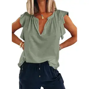 Women's 2023 V-Neck Zipper T-Shirt Orange — feature 5