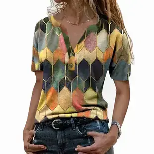 Women's 2023 V-Neck Zipper T-Shirt Orange — feature 6