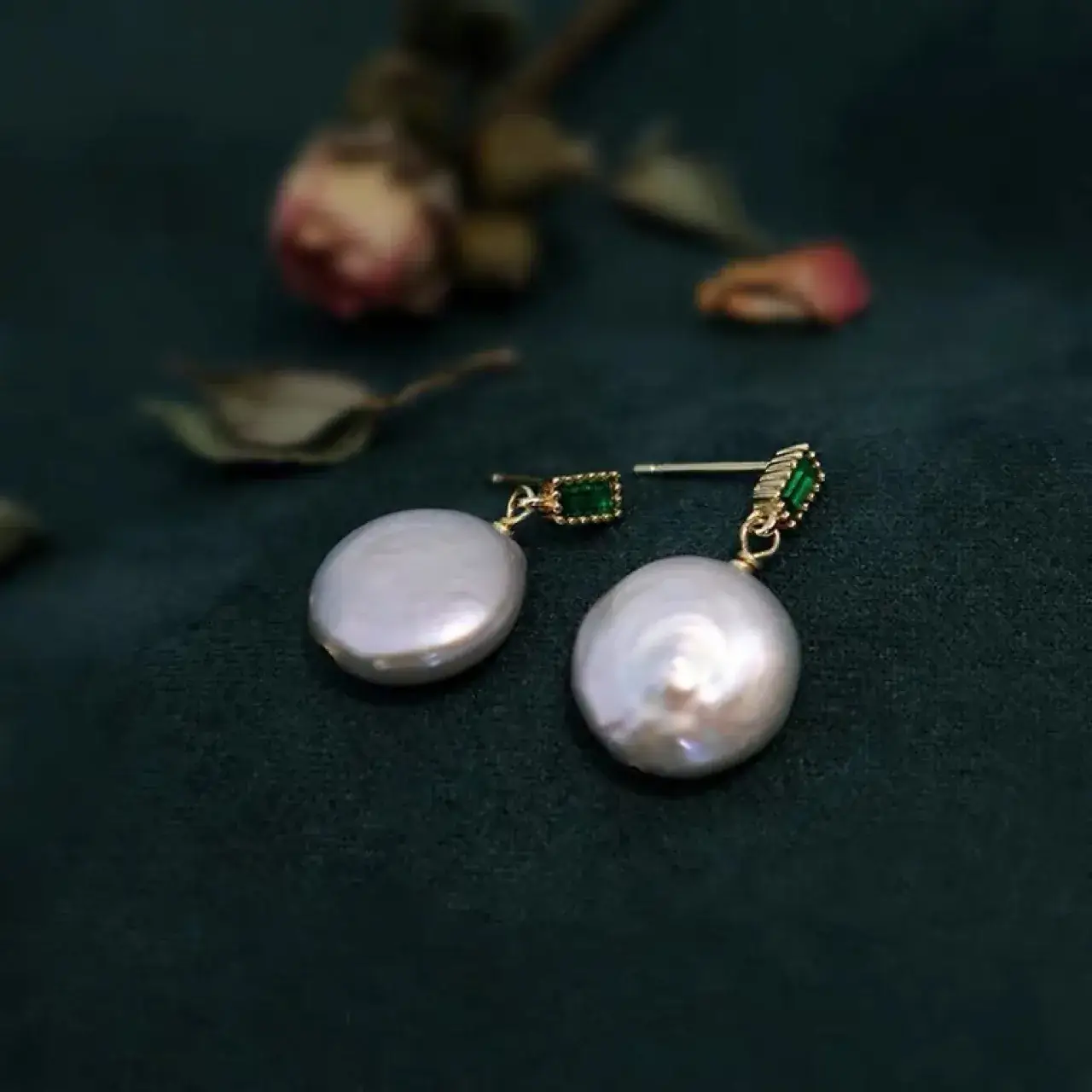Natural Baroque Pearl Earrings Women's Gold Plated