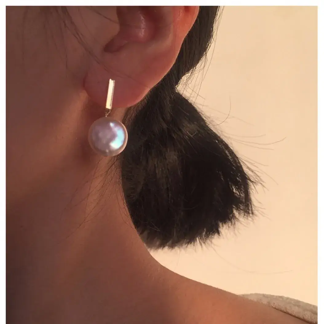 Natural Baroque Pearl Earrings Women's Gold Plated