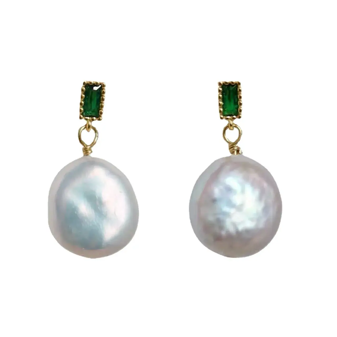 Natural Baroque Pearl Earrings Women's Gold Plated