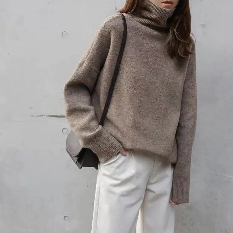 Women's Turtleneck Loose Knit Outerwear Autumn Winter 2024 - Image 11