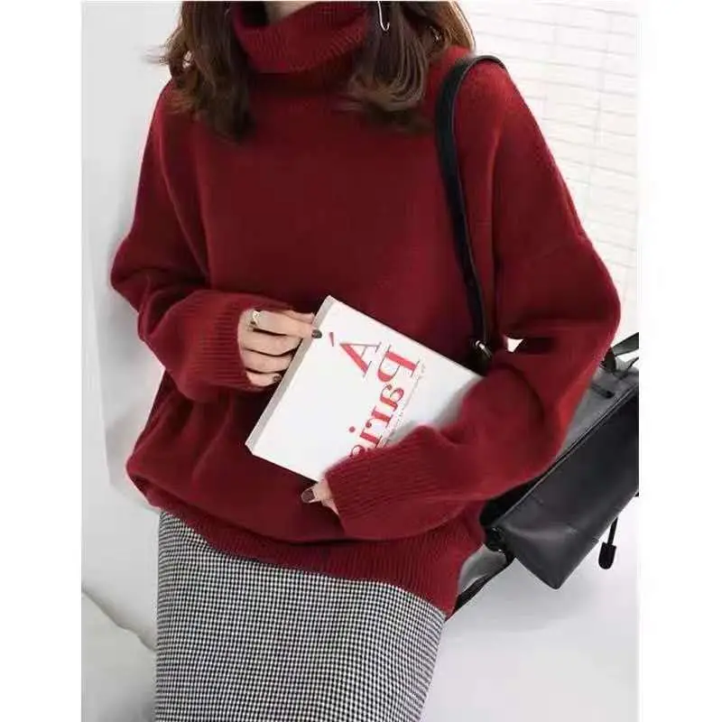 Women's Turtleneck Loose Knit Outerwear Autumn Winter 2024 - Image 6