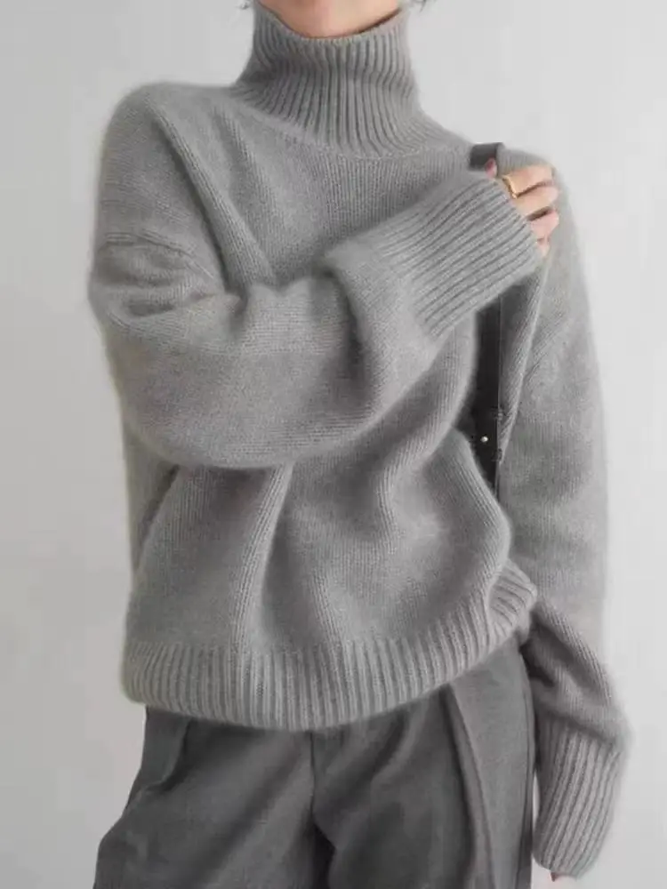 Women's Turtleneck Loose Knit Outerwear Autumn Winter 2024 - Image 8