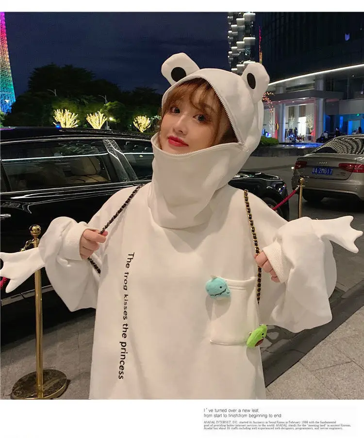 Women Korean Hoodie Set Green White Fleece Lined — feature 18