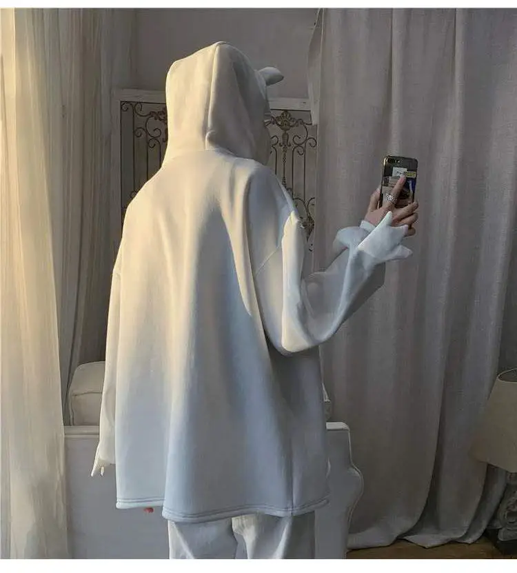 Women Korean Hoodie Set Green White Fleece Lined — feature 25