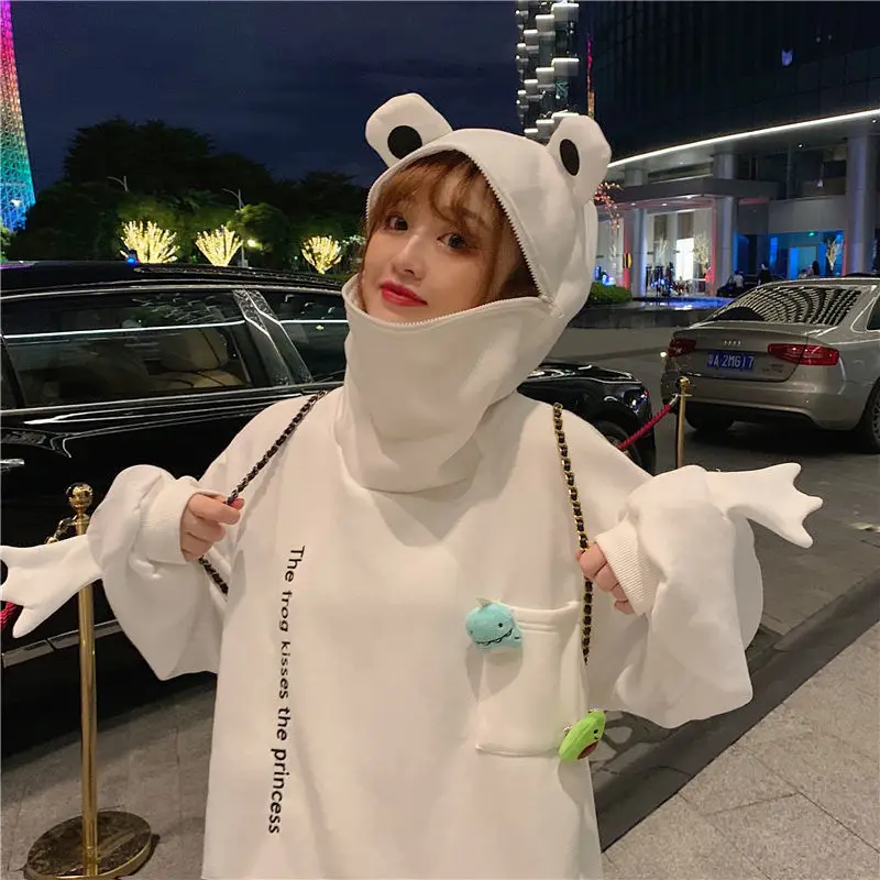 Women Korean Hoodie Set Green White Fleece Lined — feature 34