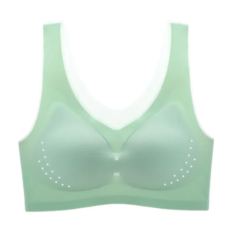 Ultra-Thin Ice Silk beautiful back large size seamless underwear without steel ring gathered bra sports vest women's breast