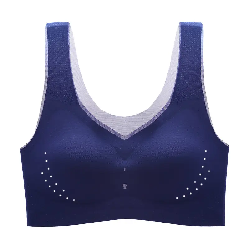 Ultra-Thin Ice Silk beautiful back large size seamless underwear without steel ring gathered bra sports vest women's breast