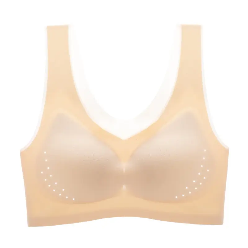 Ultra-Thin Ice Silk beautiful back large size seamless underwear without steel ring gathered bra sports vest women's breast