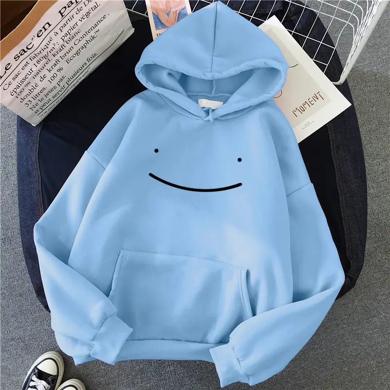 Green Fleece Hoodie with Fake Smile Design for Women