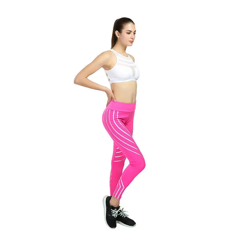 Women's Striped Tight Leggings Sports Yoga High Waist
