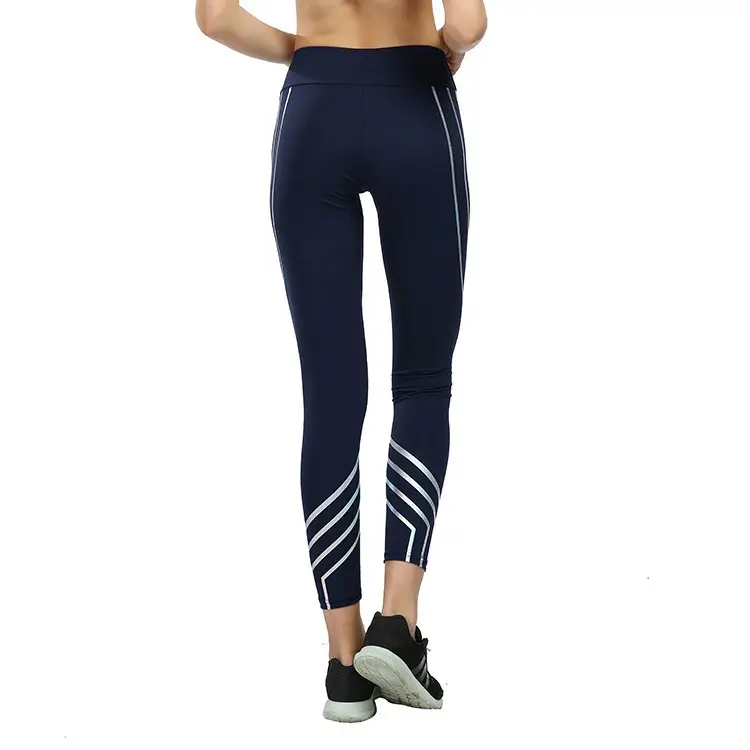 Women's Striped Tight Leggings Sports Yoga High Waist