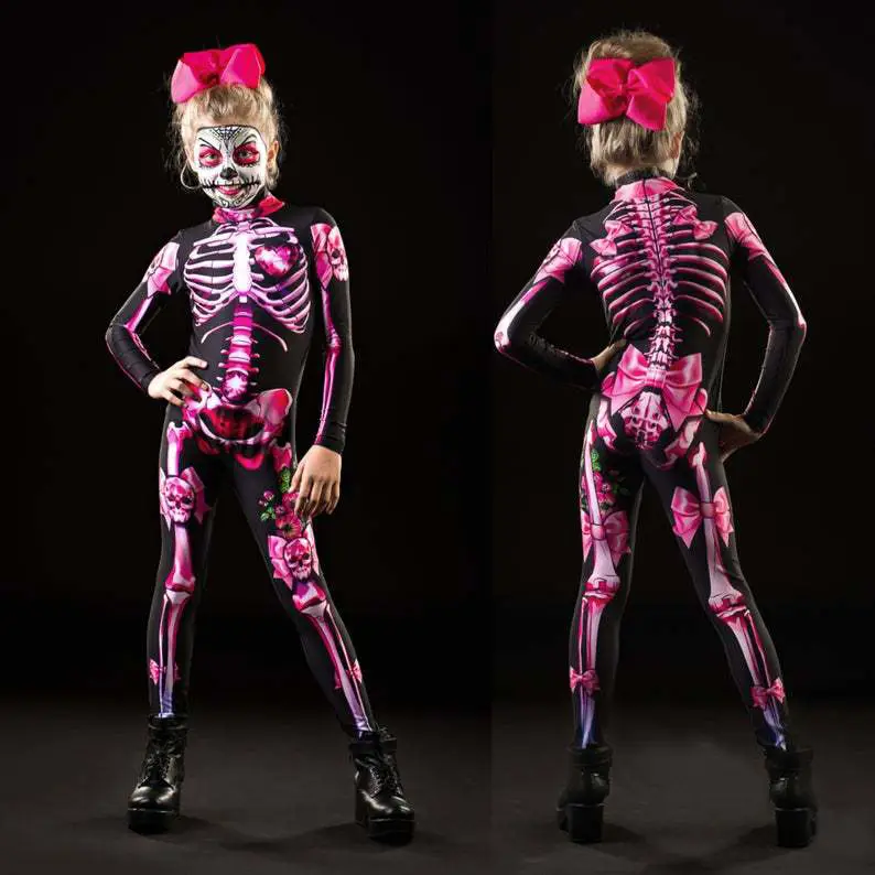 2021 Halloween Skeleton Print Jumpsuit for Kids