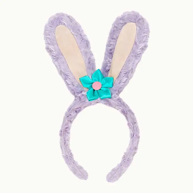 Purple Bunny Hairband with Blue Flower Decor - Image 3