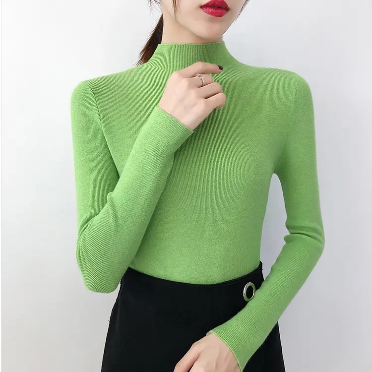 Women's Half Turtleneck Knitwear Long Sleeve Top - Image 9