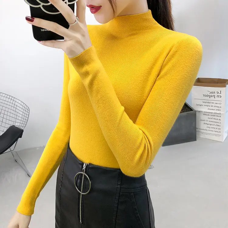 Women's Half Turtleneck Knitwear Long Sleeve Top - Image 10