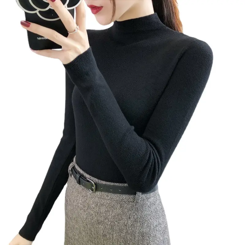Women's Half Turtleneck Knitwear Long Sleeve Top - Image 12
