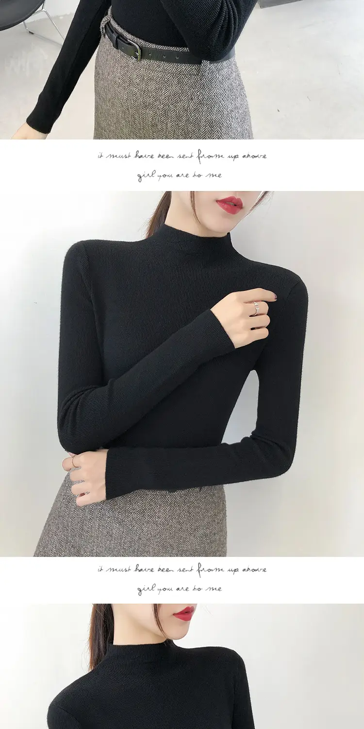 Women's Half Turtleneck Knitwear Long Sleeve Top — feature 10