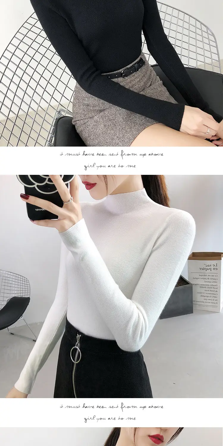 Women's Half Turtleneck Knitwear Long Sleeve Top — feature 11