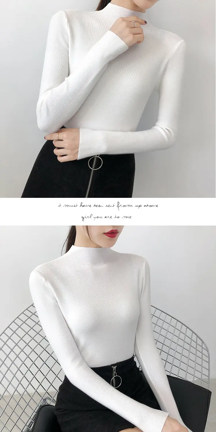 Women's Half Turtleneck Knitwear Long Sleeve Top — feature 12