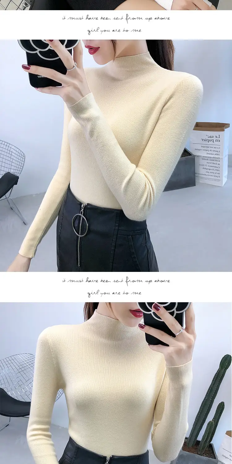 Women's Half Turtleneck Knitwear Long Sleeve Top — feature 13