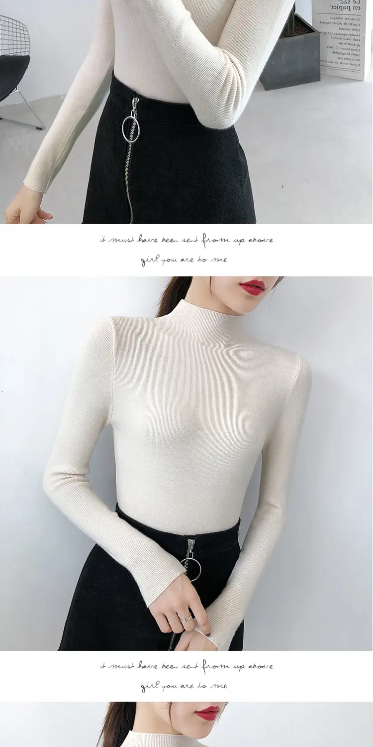 Women's Half Turtleneck Knitwear Long Sleeve Top — feature 15