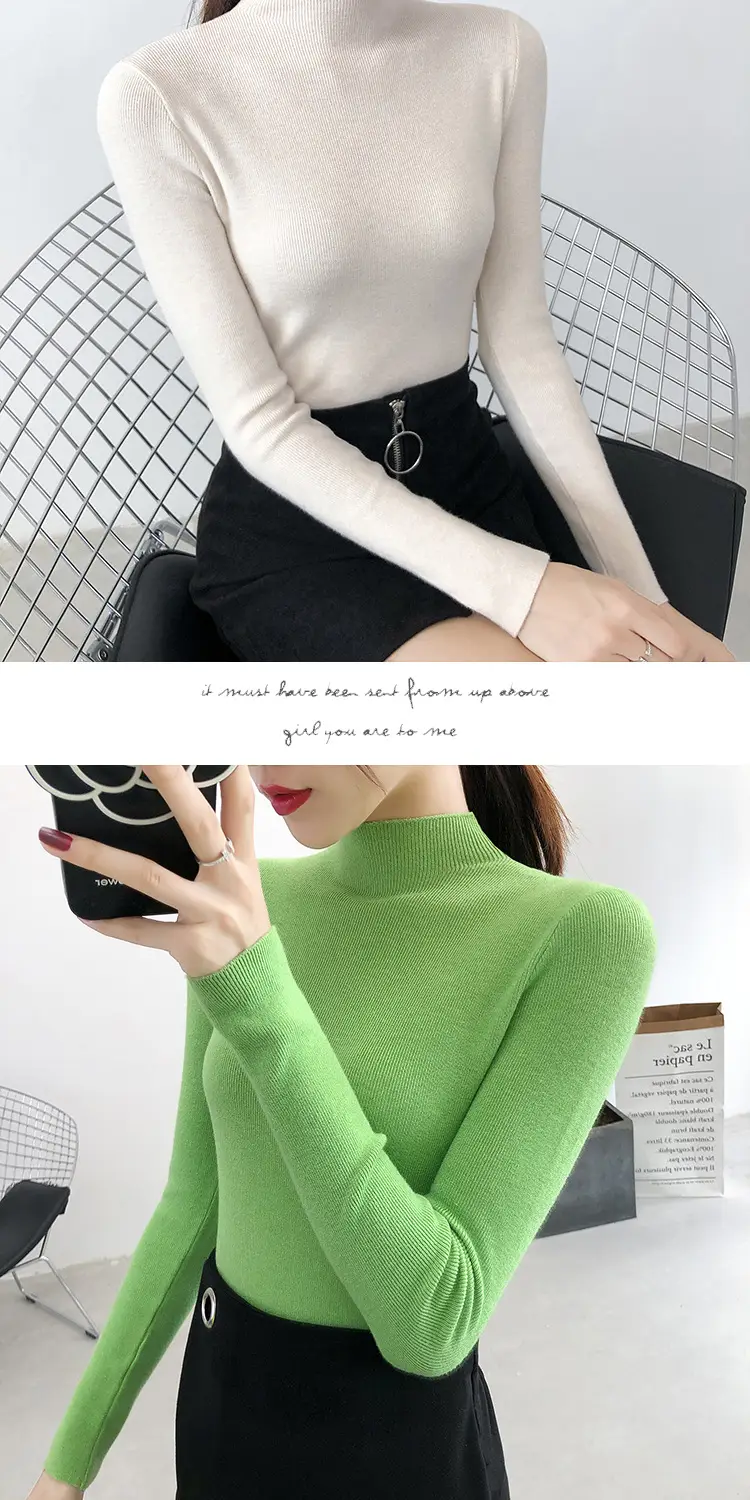 Women's Half Turtleneck Knitwear Long Sleeve Top — feature 16