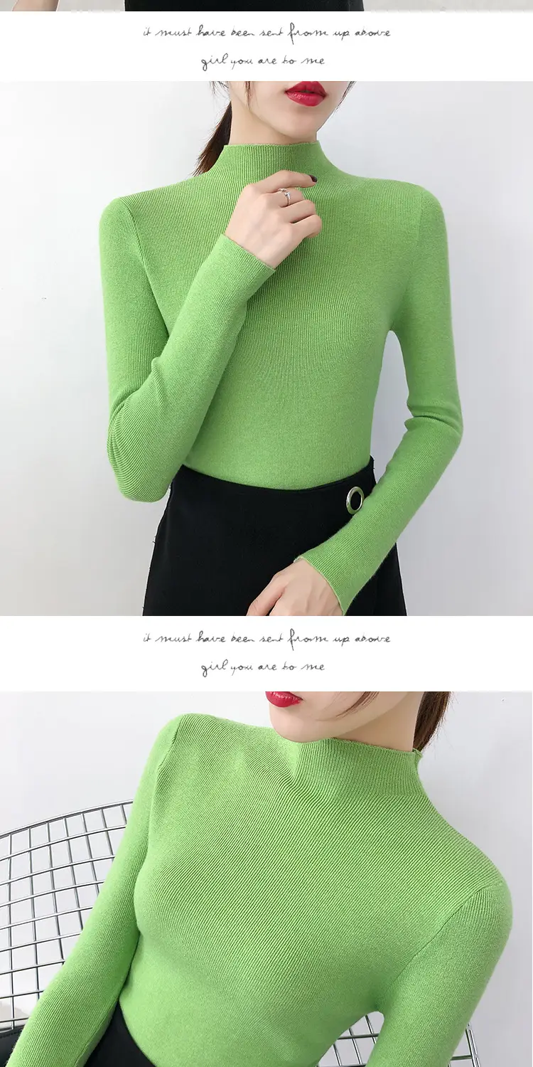 Women's Half Turtleneck Knitwear Long Sleeve Top — feature 17