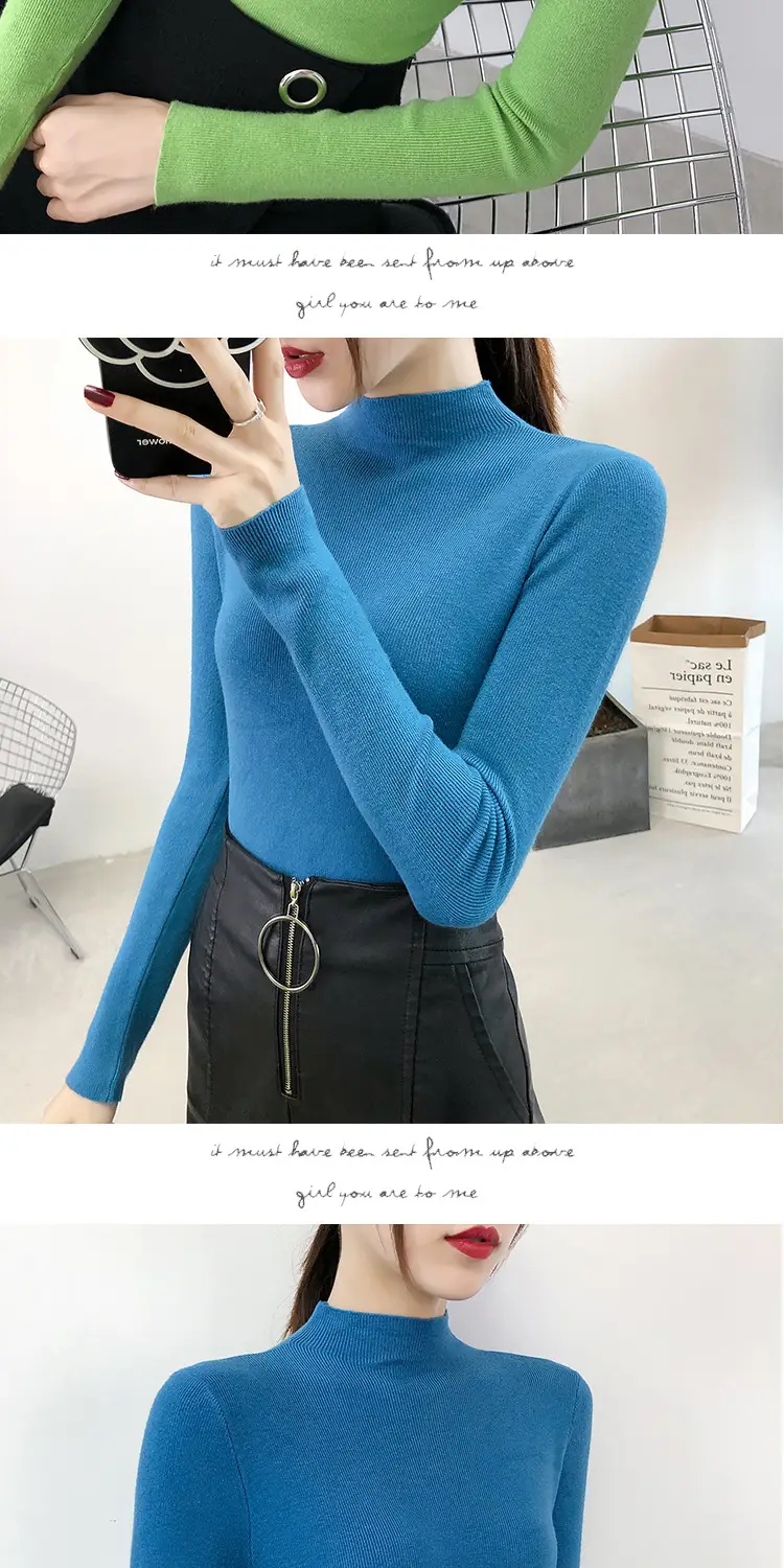 Women's Half Turtleneck Knitwear Long Sleeve Top — feature 18